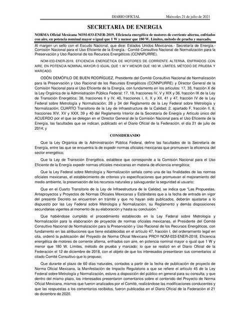NOM 033 ENER 2019