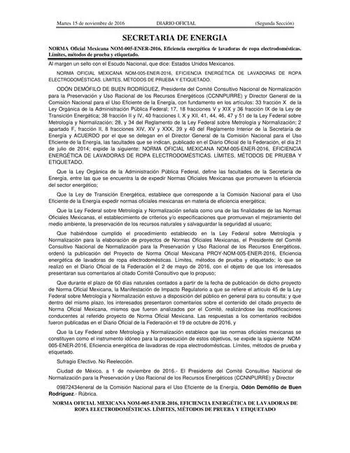 NOM 005 ENER 2016