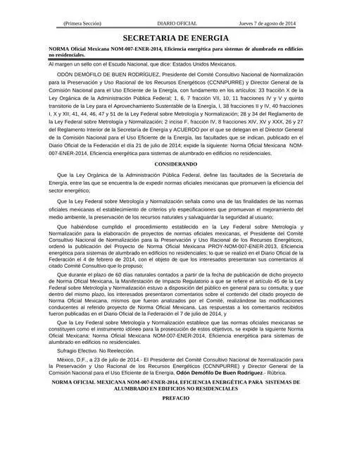 NOM 007 ENER 2014
