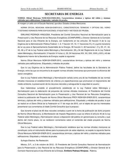 NOM 024 ENER 2012