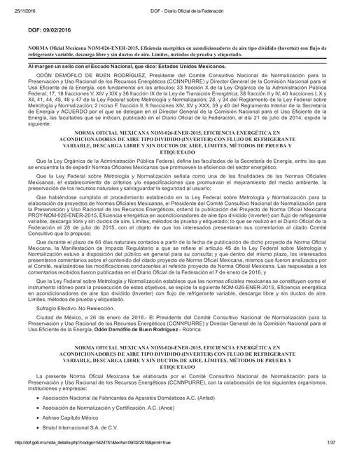 NOM 026 ENER 2015