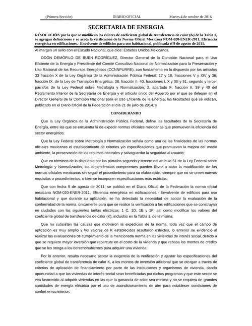 Resoluci n NOM 020 ENER 2011