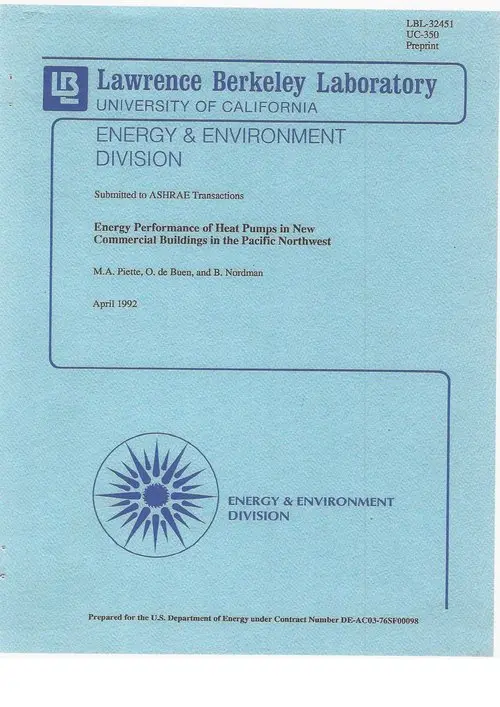 MA Piette et al HEAT PUMPS 1992