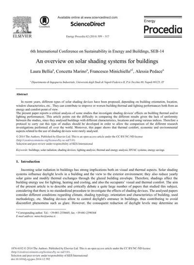 An Overview on Solar Shading Systems for Buildings