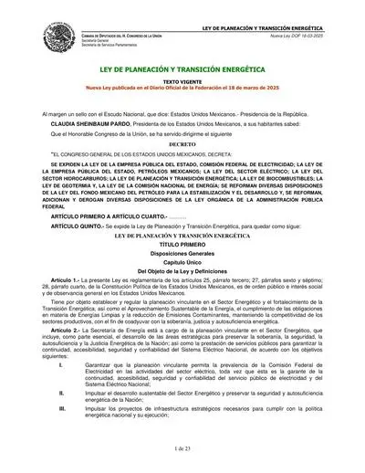 LEY DE PLANEACION Y TRANSICION ENERGETICA