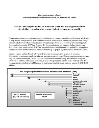 Energías Renovables y Sostenibilidad 12 CCA Resultados de la encuesta Energia Verde Mexico 2001