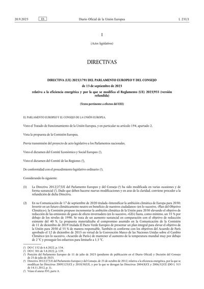 Directiva Europea relativa a la eficiencia energetica en general