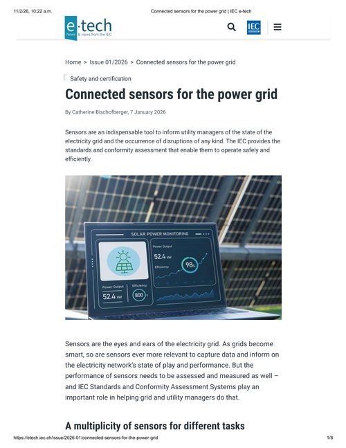 IEC Connected Sensors for the Power Grid