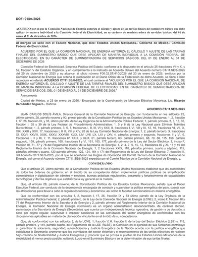 Datos Energéticos y Tendencias Globales 2 Calculo y ajuste de las tarifas finales del suministro basico 2026